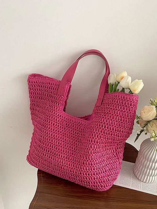 Fashionable Green Versatile Large Capacity Straw Woven Shoulder Bag