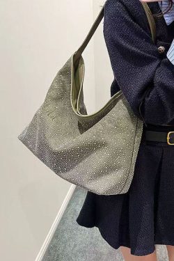 Fashionable Green Zircon Large Capacity Shoulder Bag