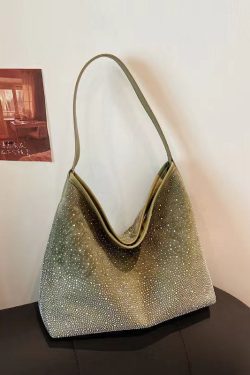 Fashionable Green Zircon Large Capacity Shoulder Bag