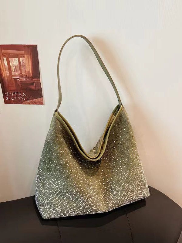 Fashionable Green Zircon Large Capacity Shoulder Bag
