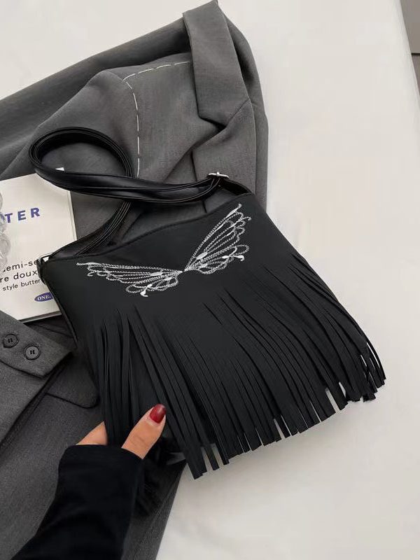 Fashionable New Suede Butterfly Tassel Versatile Messenger Bag