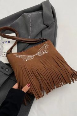 Fashionable New Suede Butterfly Tassel Versatile Messenger Bag