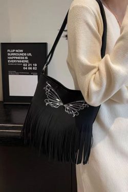 Fashionable New Suede Butterfly Tassel Versatile Messenger Bag