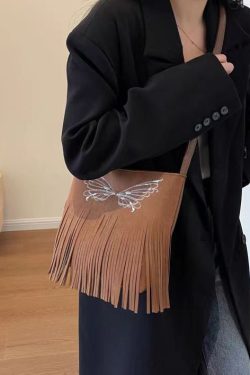 Fashionable New Suede Butterfly Tassel Versatile Messenger Bag