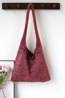 Fashionable Silver Shiny Knitted Shoulder Bag