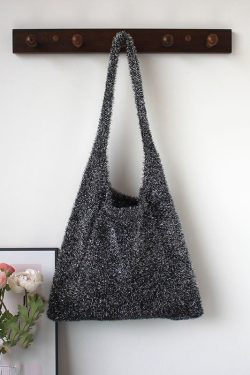 Fashionable Silver Shiny Knitted Shoulder Bag