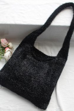 Fashionable Silver Shiny Knitted Shoulder Bag