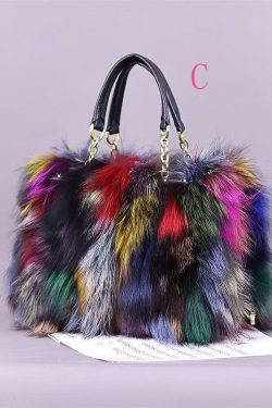 Fashionable Versatile Fuzzy Fur Fluffy Tote Handbag