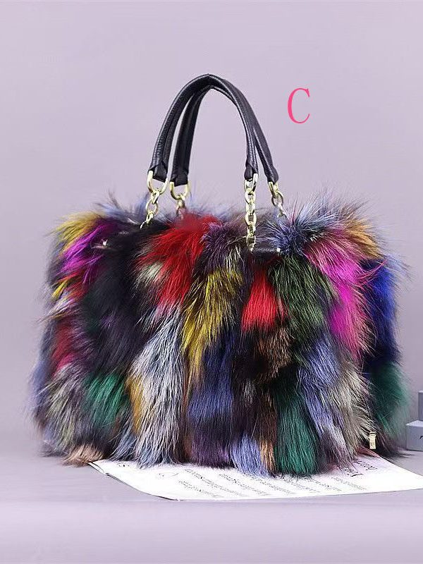 Fashionable Versatile Fuzzy Fur Fluffy Tote Handbag