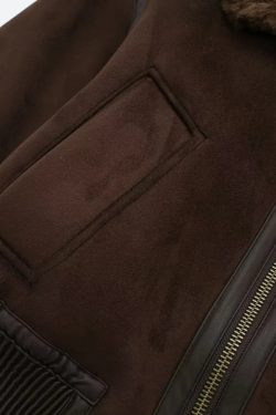 Faux Fur Collar Zip-Up Jacket