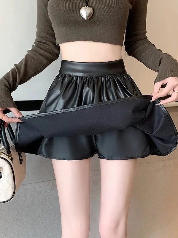Faux Leather A-Line Mini Skirt