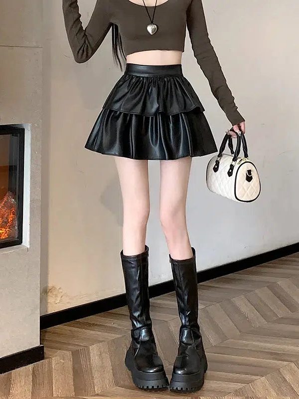 Faux Leather A-Line Mini Skirt