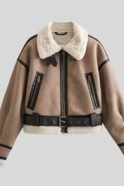 Faux Leather Aviator Jacket