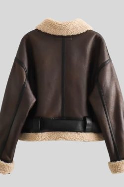Faux Leather Aviator Jacket