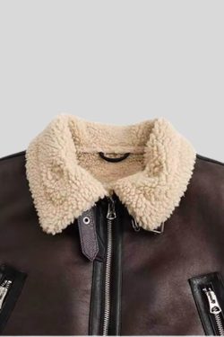 Faux Leather Aviator Jacket