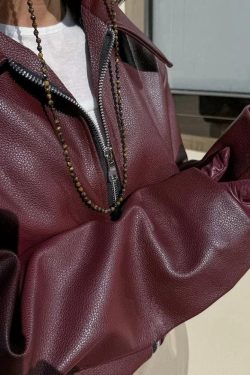 Faux Leather Burgundy Jacket