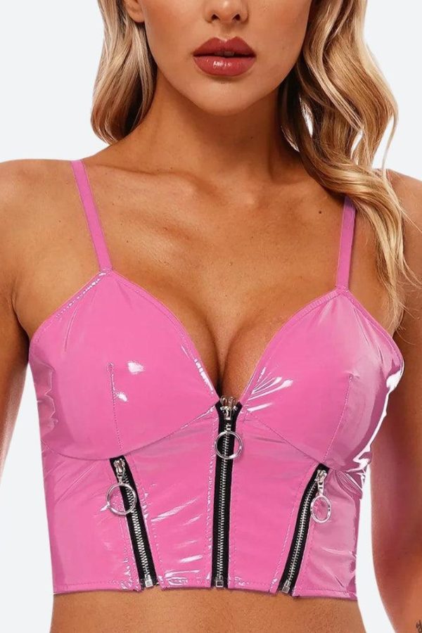 Faux Leather Bustier Crop Top