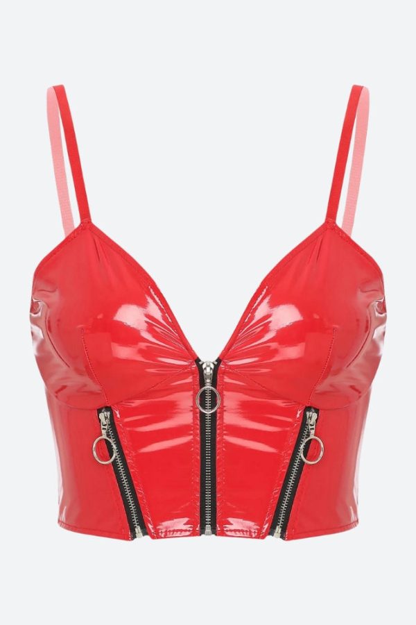 Faux Leather Bustier Crop Top