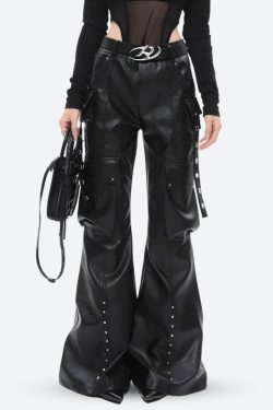 Faux Leather Cargo Pants