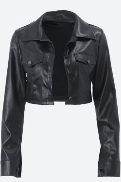 Faux Leather Cropped Jacket