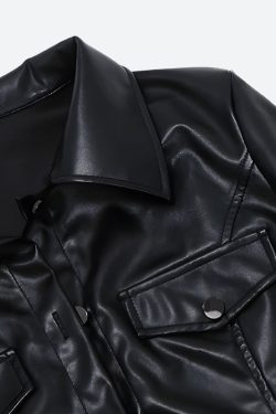 Faux Leather Cropped Jacket