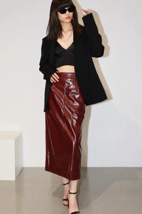 Faux Leather Midi Pencil Skirt