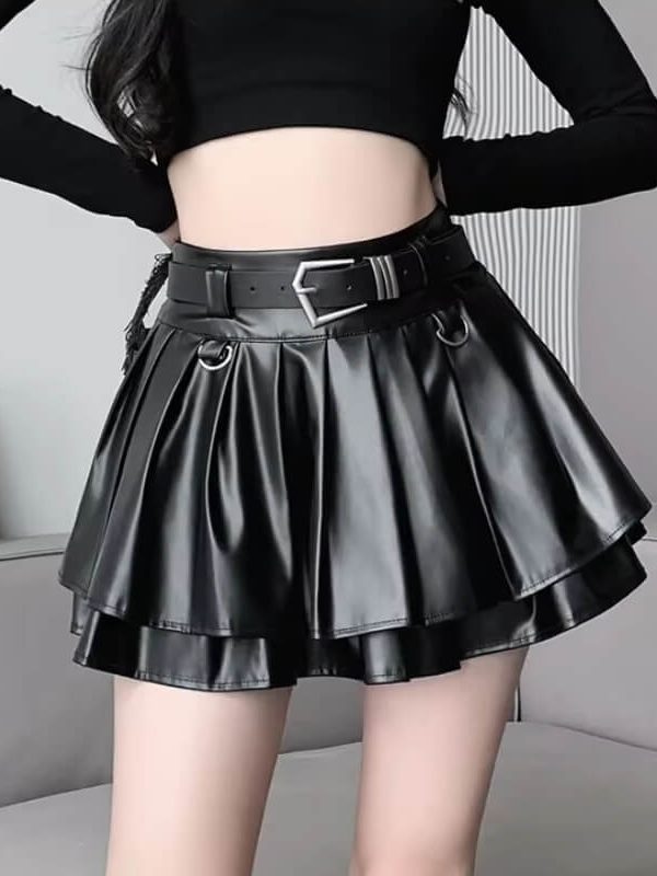 Faux Leather Mini Skort