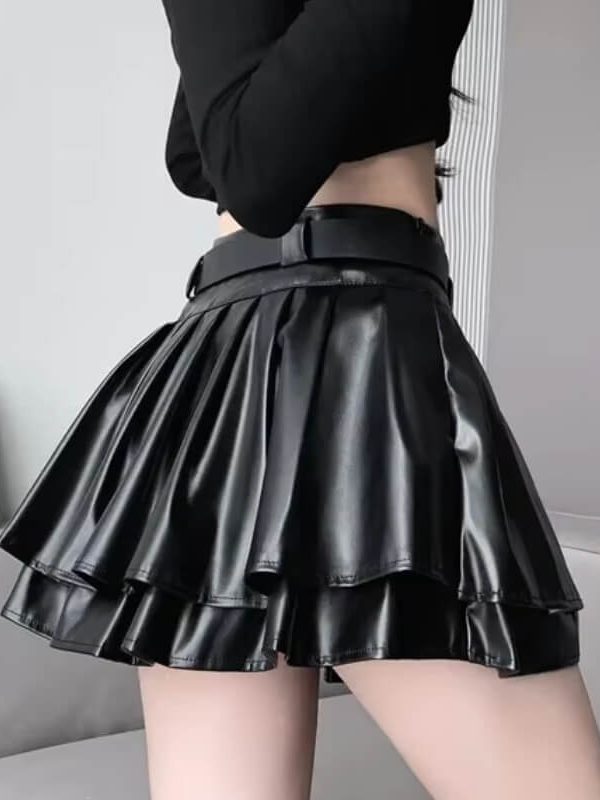 Faux Leather Mini Skort