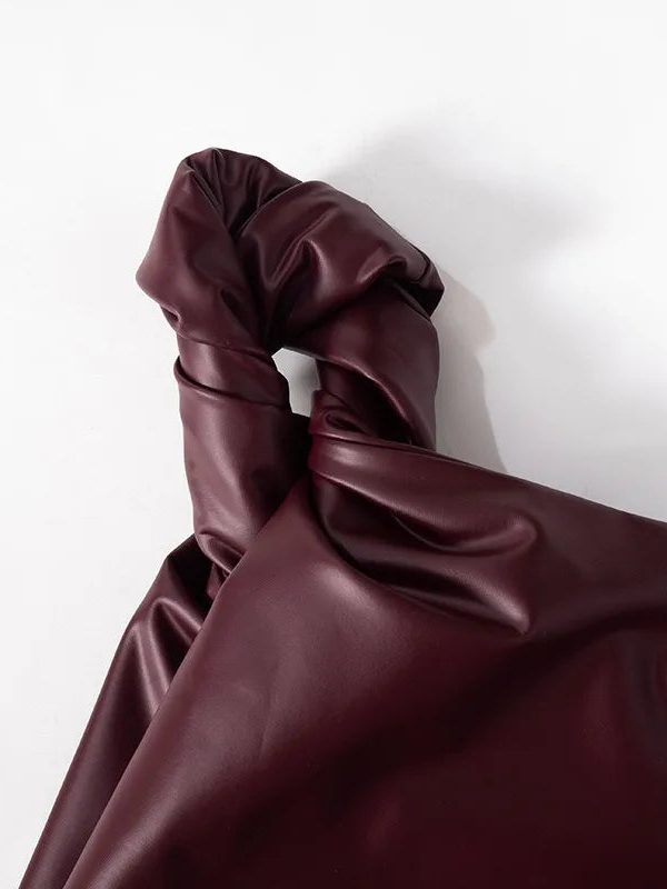 Faux Leather One Shoulder Top