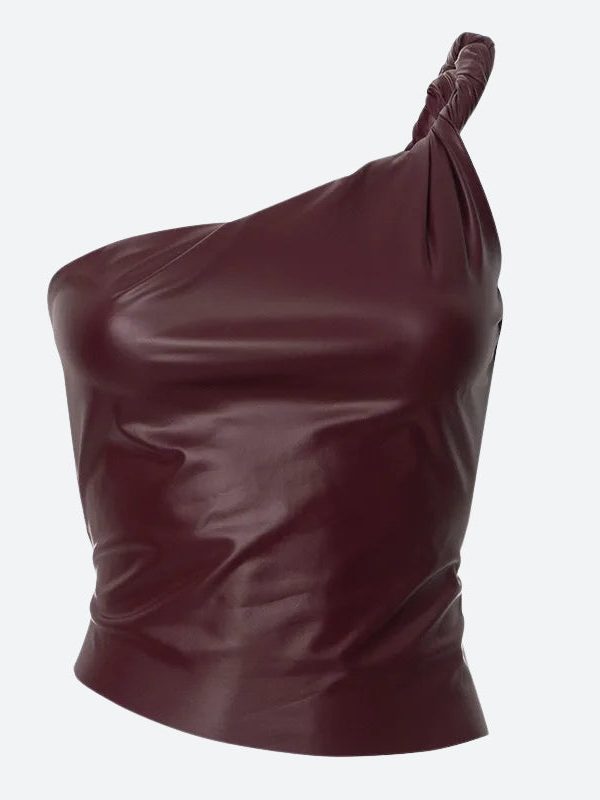 Faux Leather One Shoulder Top