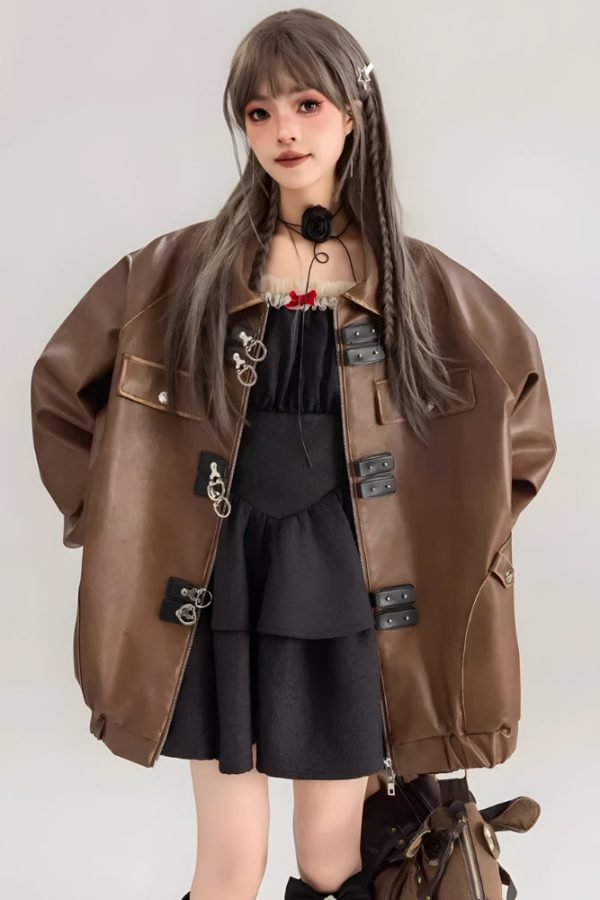 Faux Leather Oversized Jacket