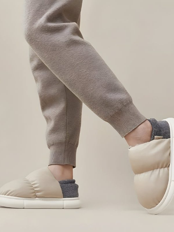 Faux Leather Puffer Slippers
