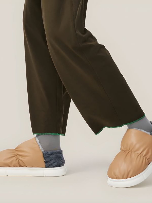 Faux Leather Puffer Slippers