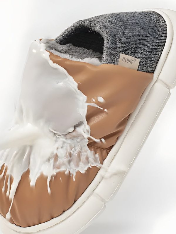 Faux Leather Puffer Slippers