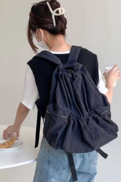 Fine Army Green Drawstring Large Capacity Nylon Backpack Bag