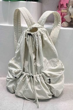 Fine Army Green Drawstring Large Capacity Nylon Backpack Bag