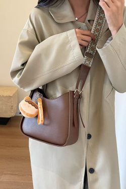 Fine Beige Fuzzy Ball Decorated Faux Leather Messenger Bag