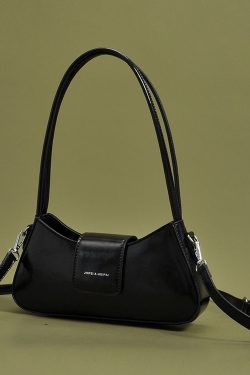 Fine Black Solid Durable Faux Leather Hobo Bag
