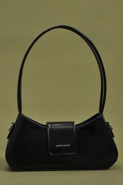 Fine Black Solid Durable Faux Leather Hobo Bag