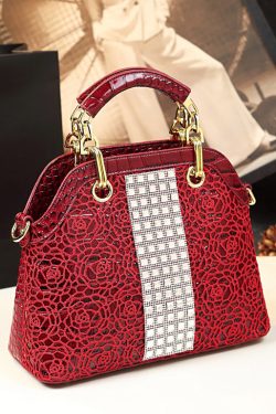 Fine Black Solid Durable Faux Leather Tote Handbag