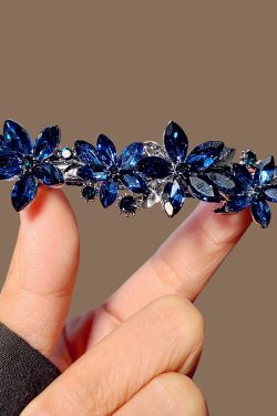 Fine Blue Alloy Crystal Floral Hairpin