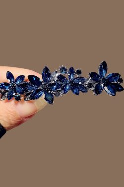 Fine Blue Alloy Crystal Floral Hairpin