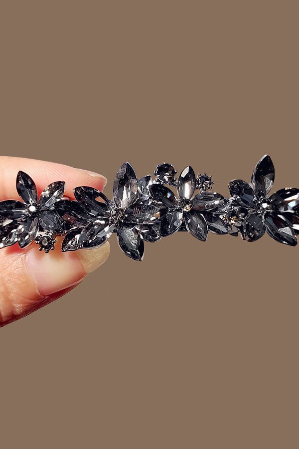 Fine Blue Alloy Crystal Floral Hairpin