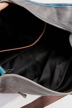 Fine Blue Patchwork Paitings Calf Leather Messenger Bag