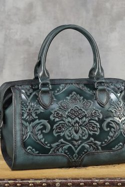 Fine Brown Embossed Large Capacity  Calf Leather Tote Handbag