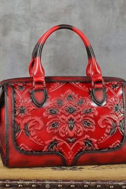 Fine Brown Embossed Large Capacity  Calf Leather Tote Handbag