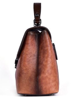 Fine Brown Embossing Calf Leather Tote Handbag