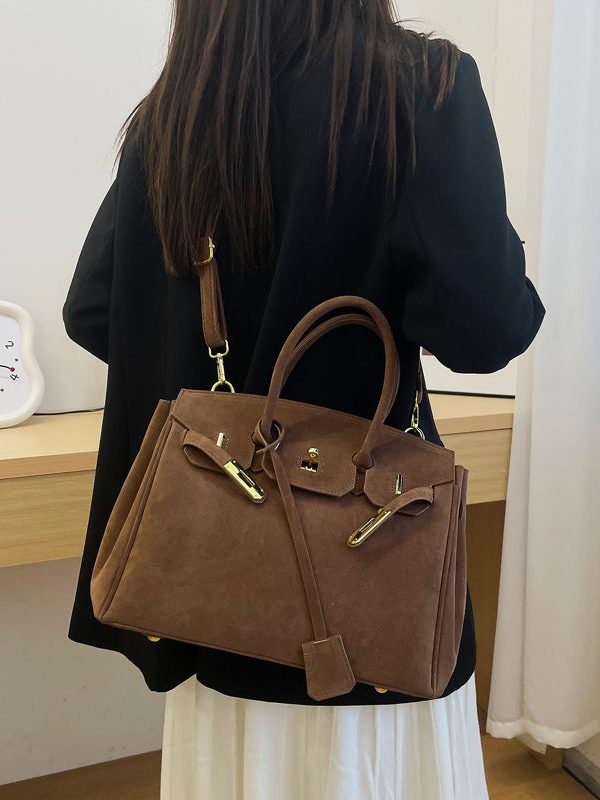 Fine Brown Suede Women Large Capacity Tote Handbag