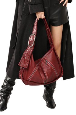 Fine Chocolate Solid Durable Zippered Faux Leather Shoulder Bags