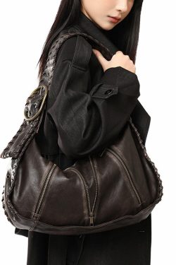 Fine Chocolate Solid Durable Zippered Faux Leather Shoulder Bags